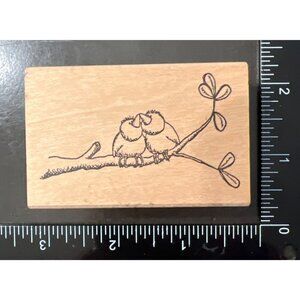 VINTAGE Wood mounted Rubber Stamp Lovebirds On Branch By G-Rated Rubberstamps